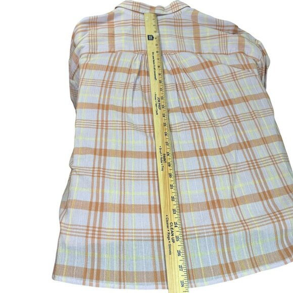 Faherty Legend Organic Cotton Plaid Button-Down Shirt XXL NWT Peach Lilac Yellow - Picture 5 of 6